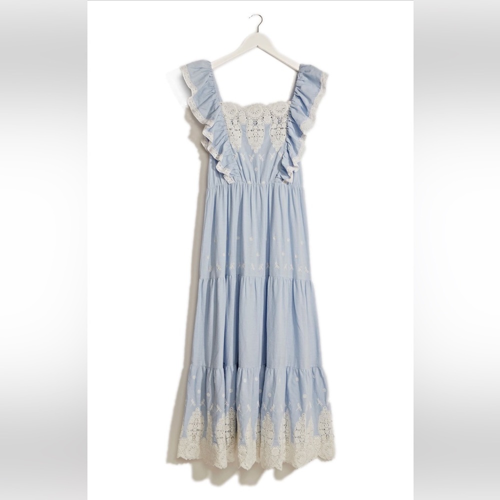 River Island blue and cream lace trim dress - Picture 5 of 5